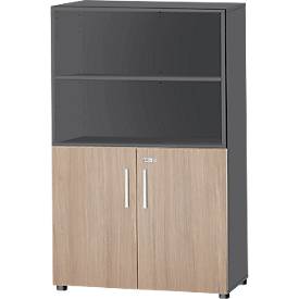 Schäfer Shop Select Kombischrank SET UP, 4 OH, B 800 x T 420 x H 1514 mm, graphit/eiche