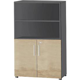 Schäfer Shop Select Kombischrank SET UP, 4 OH, B 800 x T 420 x H 1514 mm, graphit/WildWildeiche