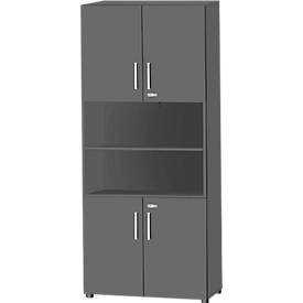 Schäfer Shop Select Kombischrank SET UP, 6 OH, B 800 x T 420 x H 2240 mm, graphit/graphit