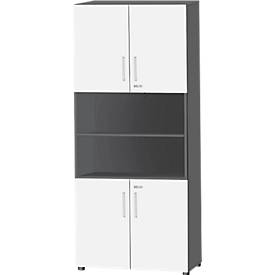 Schäfer Shop Select Kombischrank SET UP, 6 OH, B 800 x T 420 x H 2240 mm, graphit/weiß