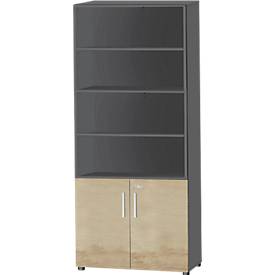 Schäfer Shop Select Kombischrank SET UP, 6 OH, B 800 x T 420 x H 2240 mm, graphit/WildWildeiche