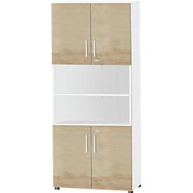 Schäfer Shop Select Kombischrank SET UP, 6 OH, weiß/Eiche-Dekor 