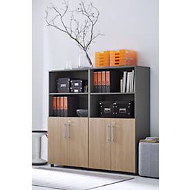 Schäfer Shop Select Kombischrank Start Off, 4 OH, abschließbar, B 800 x T 420 x H 1514 mm, Holz, graphit/Eiche