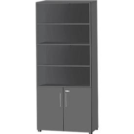 Schäfer Shop Select Kombischrank Start Off, 6 OH, 2 OH mit Tür, abschließbar, B 800 x T 420 x H 2240 mm, graphit/graphit