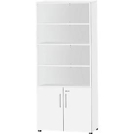 Schäfer Shop Select Kombischrank Start Off, 6 OH, 2 OH mit Tür, abschließbar, B 800 x T 420 x H 2240 mm, weiß/weiß