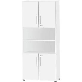 Schäfer Shop Select Kombischrank Start Off, 6 OH, 4 OH m. Tür, abschließbar, B 800 x T 420 x H 2196 mm, weiß/weiß 