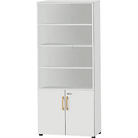 Schäfer Shop Select Kombischrank Start Off Wood, 6 OH, abschließbar, B 800 x T 420 x H 2240 mm, Holz, lichtgrau