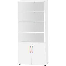 Schäfer Shop Select Kombischrank Start Off Wood, 6 OH, abschließbar, B 800 x T 420 x H 2240 mm, Holz, weiß
