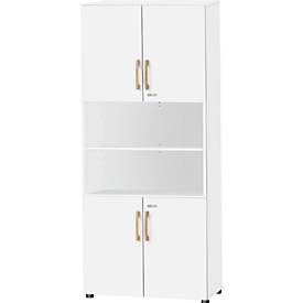 Schäfer Shop Select Kombischrank Start Off Wood, 6 OH, abschließbar, B 800 x T 420 x H 2240 mm, Holz, weiß
