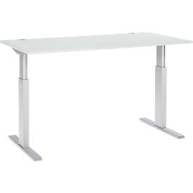 Schäfer Shop Select Komplettset Schreibtisch und Rollcontainer ERGO-T, einstufig höhenverstellbar, Tisch B 1600 mm, lichtgrau 