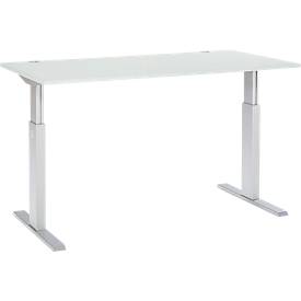 Schäfer Shop Select Komplettset Schreibtisch und Rollcontainer ERGO-T, einstufig höhenverstellbar, Tisch B 1600 mm, lichtgrau