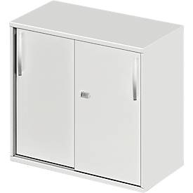 Schäfer Shop Select LOGIN armario con puertas correderas, 2 alturas de archivo, ancho 800 x fondo 420 x alto 726 mm, gris claro/gris claro