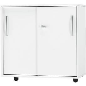 Schäfer Shop Select LOGIN armario de puertas correderas, 2 alturas de archivador, An 800 x P 420 x Al 788 mm, blanco/blanco