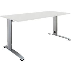Schäfer Shop Select LOGIN escritorio, regulable en altura manualmente, pie en C, An 1200 x F 800 x Al 660-820 mm, aluminio gris claro/blanco