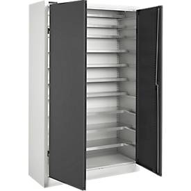 Schäfer Shop Select Magazinschrank, 10 Fachböden, ohne Ausstattung, B 1200 x T 500 x H 1935 mm, Stahl, lichtgrau/anthrazitgrau