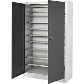 Schäfer Shop Select Magazinschrank, 10 Fachböden, ohne Ausstattung, B 1200 x T 500 x H 1935 mm, Stahl, lichtgrau/anthrazitgrau