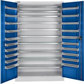 Schäfer Shop Select Magazinschrank, 10 Fachböden, ohne Ausstattung, B 1200 x T 500 x H 1935 mm, Stahl, weißaluminium/enzianblau