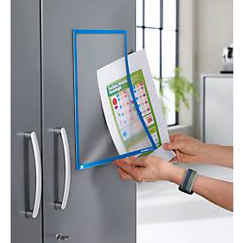 Schäfer Shop Select Magnetrahmen Recycling, für A4-Dokumente, UV-beständige aus bis zu 85% recycelter PET-Folie, blau, 4 Stück