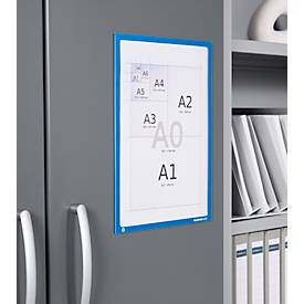 Schäfer Shop Select Magnetrahmen Recycling, für A4-Dokumente, UV-beständige aus bis zu 85% recycelter PET-Folie, blau, 4 Stück