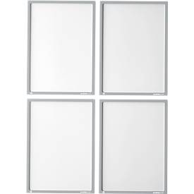 Schäfer Shop Select Magnetrahmen Recycling, für A4-Dokumente, UV-beständige aus bis zu 85% recycelter PET-Folie, grau, 4 Stück