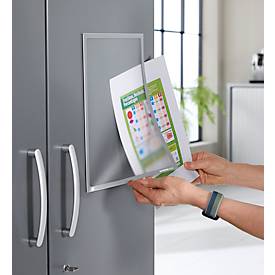 Schäfer Shop Select Magnetrahmen Recycling, für A4-Dokumente, UV-beständige aus bis zu 85% recycelter PET-Folie, grau, 4 Stück