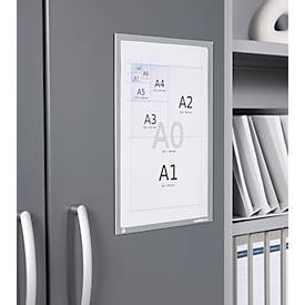 Schäfer Shop Select Magnetrahmen Recycling, für A4-Dokumente, UV-beständige aus bis zu 85% recycelter PET-Folie, grau, 4 Stück