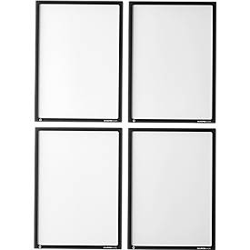 Schäfer Shop Select Magnetrahmen Recycling, für A4-Dokumente, UV-beständige aus bis zu 85% recycelter PET-Folie, schwarz, 4 Stück