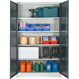 Schäfer Shop Select Materialschrank, abschließbar, 4 verzinkte Böden, 5 OH, B 1200 x T 400 x H 1935 mm, Stahl, lichtgrau/anthrazitgrau