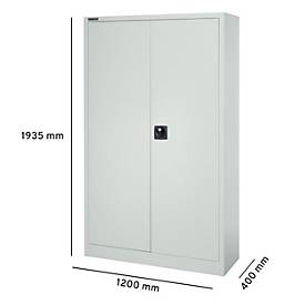 Schäfer Shop Select Materialschrank, abschließbar, 4 verzinkte Böden, 5 OH, B 1200 x T 400 x H 1935 mm, Stahl, lichtgrau/lichtgrau