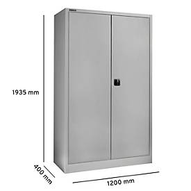 Schäfer Shop Select Materialschrank, abschließbar, 4 verzinkte Böden, 5 OH, B 1200 x T 400 x H 1935 mm, Stahl, weißaluminium/weißaluminium