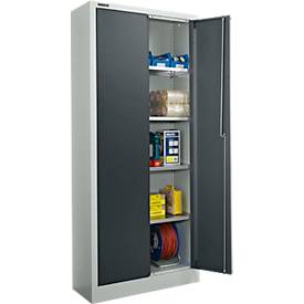 Schäfer Shop Select Materialschrank, abschließbar, 4 verzinkte Böden, 5 OH, B 800 x T 400 x H 1935 mm, Stahl, lichtgrau/anthrazitgrau