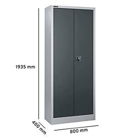 Schäfer Shop Select Materialschrank, abschließbar, 4 verzinkte Böden, 5 OH, B 800 x T 400 x H 1935 mm, Stahl, weißaluminium/anthrazitgrau