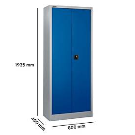 Schäfer Shop Select Materialschrank, abschließbar, 4 verzinkte Böden, 5 OH, B 800 x T 400 x H 1935 mm, Stahl, weißaluminium/enzianblau
