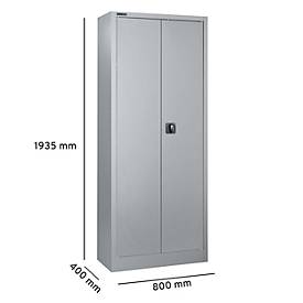 Schäfer Shop Select Materialschrank, abschließbar, 4 verzinkte Böden, 5 OH, B 800 x T 400 x H 1935 mm, Stahl, weißaluminium/weißaluminium