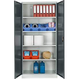 Schäfer Shop Select Materialschrank, abschließbar, 4 verzinkte Böden, 5 OH, B 950 x T 400 x H 1935 mm, Stahl, lichtgrau/anthrazitgrau