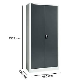 Schäfer Shop Select Materialschrank, abschließbar, 4 verzinkte Böden, 5 OH, B 950 x T 400 x H 1935 mm, Stahl, lichtgrau/anthrazitgrau