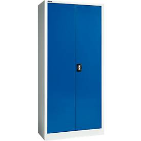 Schäfer Shop Select Materialschrank, abschließbar, 4 verzinkte Böden, 5 OH, B 950 x T 400 x H 1935 mm, Stahl, lichtgrau/enzianblau