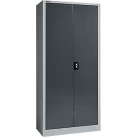 Schäfer Shop Select Materialschrank, abschließbar, 4 verzinkte Böden, 5 OH, B 950 x T 400 x H 1935 mm, Stahl, weißaluminium/anthrazitgrau