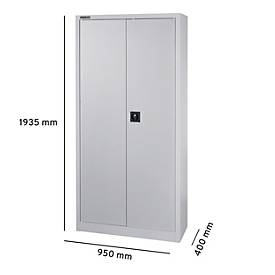 Schäfer Shop Select Materialschrank, abschließbar, 4 verzinkte Böden, 5 OH, B 950 x T 400 x H 1935 mm, Stahl, weißaluminium/weißaluminium