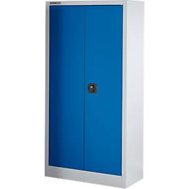 Schäfer Shop Select Materialschrank MSI 16408 , B 800 x T 400 x H 1535 mm, 3 Böden, Stahl, weißaluminium RAL 9006/enzianblau RAL 5010