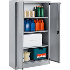 Schäfer Shop Select Materialschrank MSI 16408 , B 800 x T 400 x H 1585 mm, 3 Böden, Stahl, weißaluminium RAL 9006