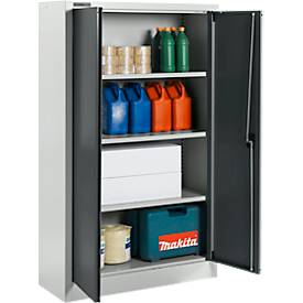 Schäfer Shop Select Materialschrank MSI 16408i , B 800 x T 400 x H 1585 mm, 3 Böden, Stahl, lichtgrau/anthrazitgrau