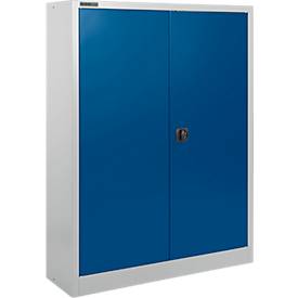 Schäfer Shop Select Materialschrank MSI 16409, B 950 x T 400 x H 1535 mm, 3 Böden, Stahl, weißaluminium RAL 9006/enzianblau RAL 5010