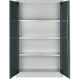Schäfer Shop Select Materialschrank MSI 16409i, B 950 x T 400 x H 1535 mm, 3 Böden, Stahl, lichtgrau/anthrazitgrau
