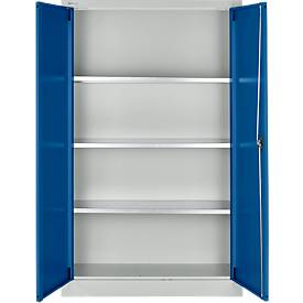 Schäfer Shop Select Materialschrank MSI 16409i, B 950 x T 400 x H 1535 mm, 3 Böden, Stahl, lichtgrau/enzianblaub