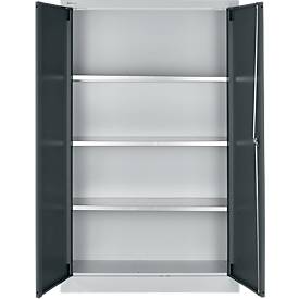 Schäfer Shop Select Materialschrank MSI 16409i, B 950 x T 400 x H 1535 mm, 3 Böden, Stahl, Weißalu/anthrazitgrau