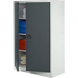 Schäfer Shop Select Materialschrank MSI 16412i, B 1200 x T 400 x H 1535 mm, 3 Böden, Stahl, lichtgrau/anthrazitgrau