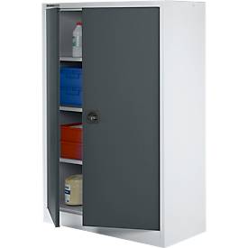 Schäfer Shop Select Materialschrank MSI 16412i, B 1200 x T 400 x H 1535 mm, 3 Böden, Stahl, Weißalu/anthrazitgrau