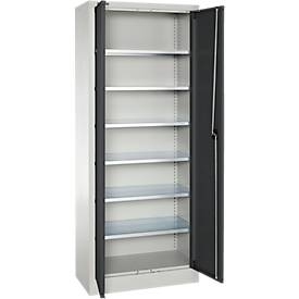 Schäfer Shop Select Materialschrank MSI 2409, Stahl, 6 Fachböden, B 950 x T 400 x H 1935 mm, lichtgrau/anthrazitgrau