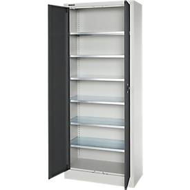 Schäfer Shop Select Materialschrank MSI 2409, Stahl, 6 Fachböden, B 950 x T 400 x H 1935 mm, lichtgrau/anthrazitgrau